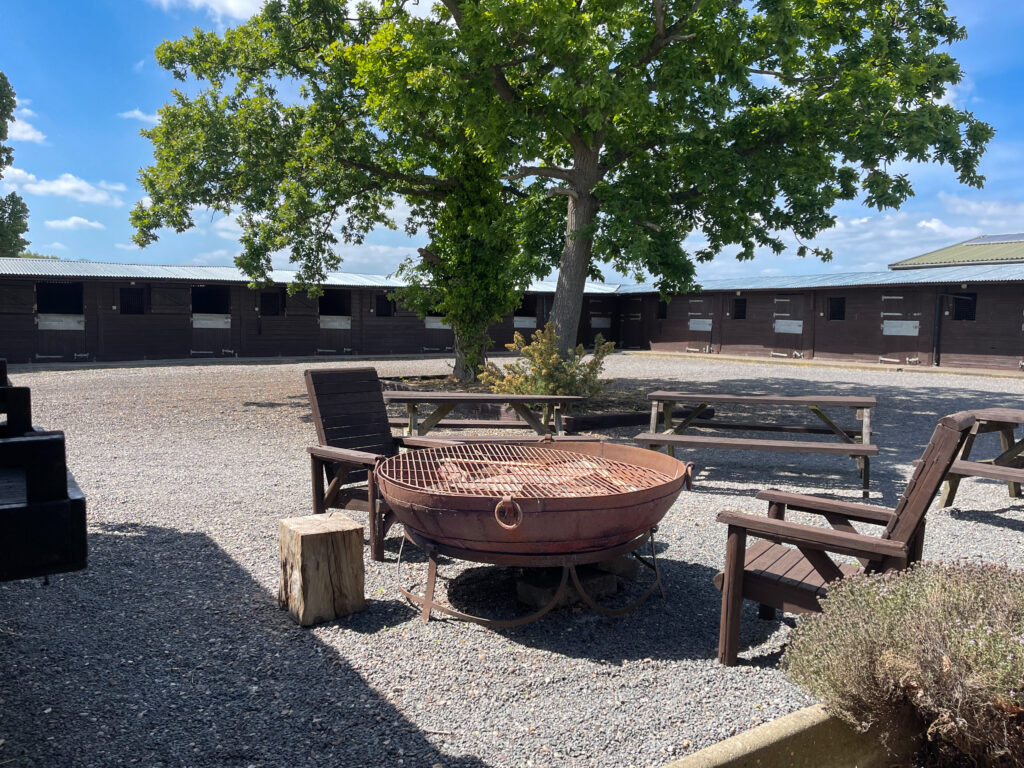 fire pit outside Lincolnshire cabin